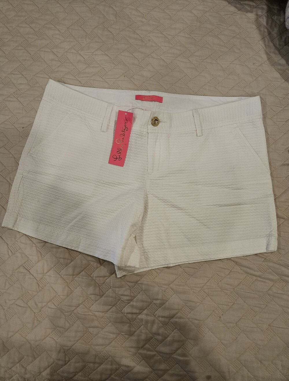 Lilly Pulitzer White Textured Cotton Blend Shorts